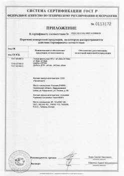 2019.11.16 Тихвин - Приложение к сертификату Изделия крепежные из металла, торговая марка Tech-KREP. Серийный выпуск